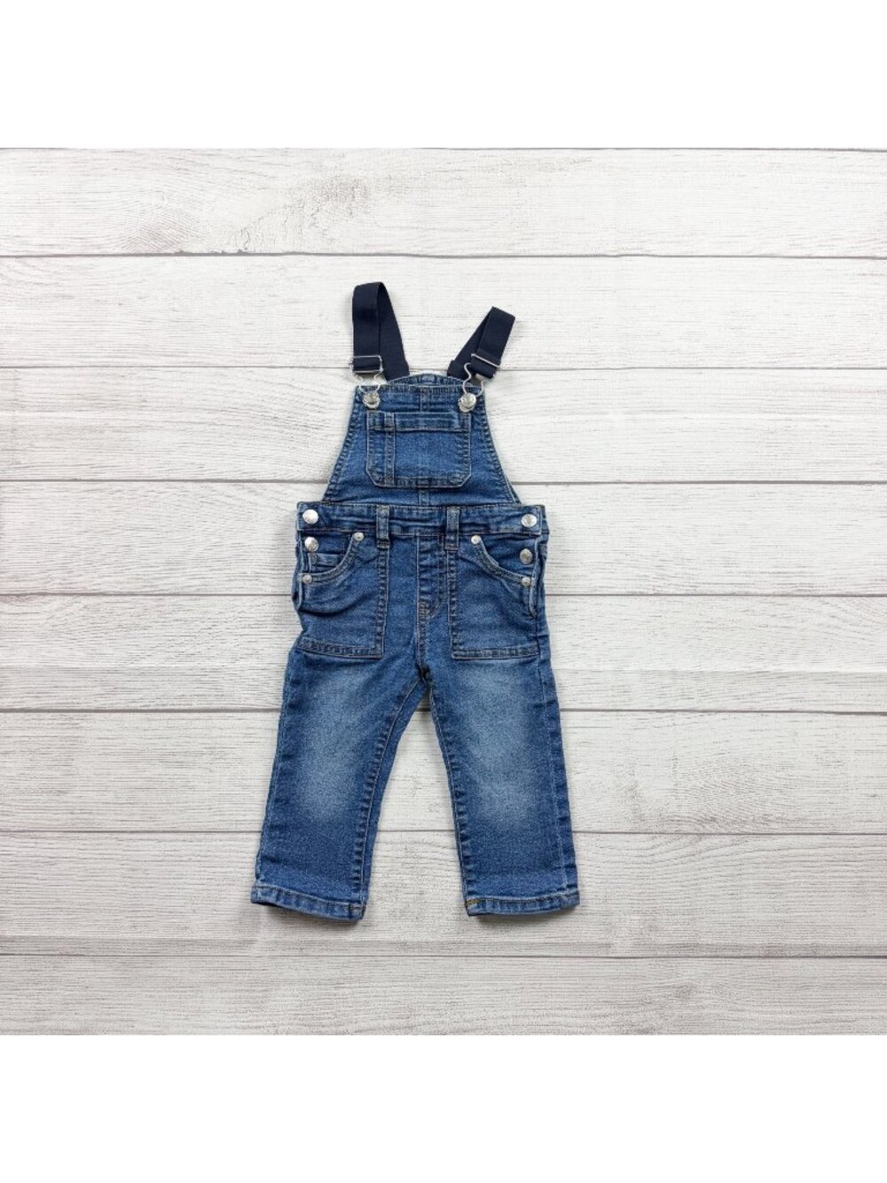 7 For All Mankind 7Fam Denim Overalls Adjustable Straps Distressed 9-12 Months